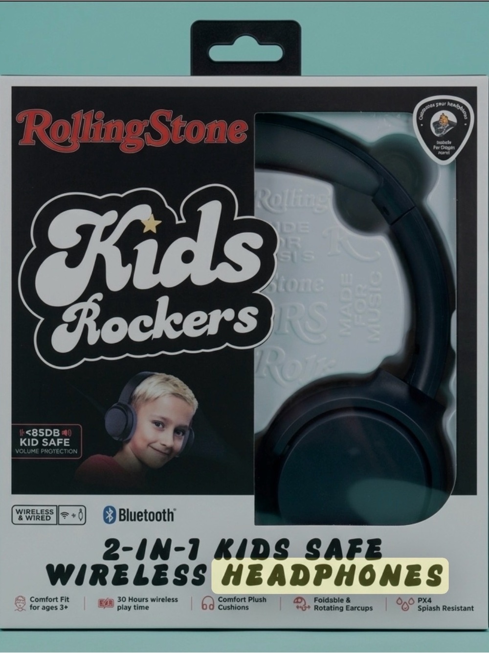 Rolling Stone Kids Rockers Wireless Headphones - Dark Blue